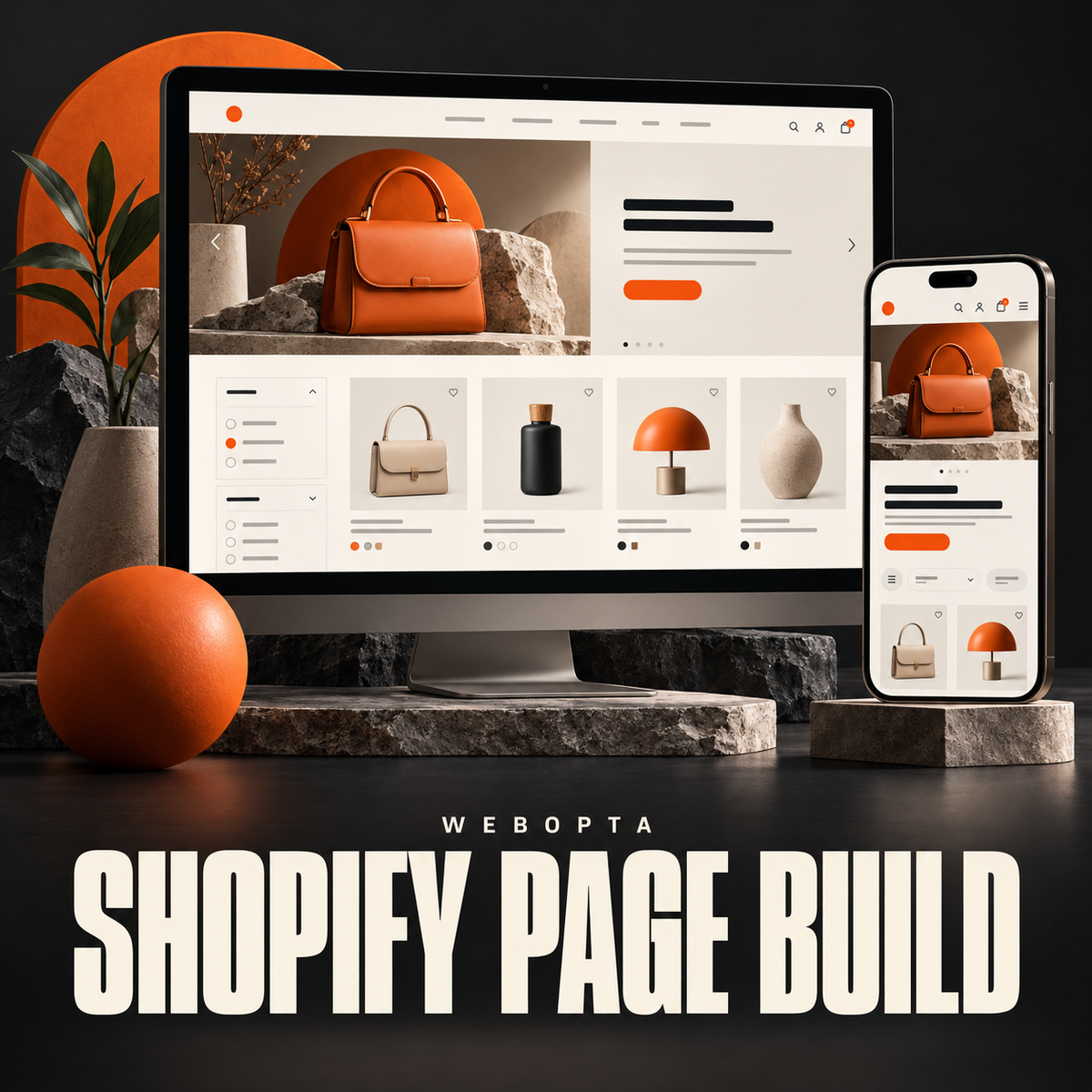 Webopta Shopify Product & Collection Page Build service illustration